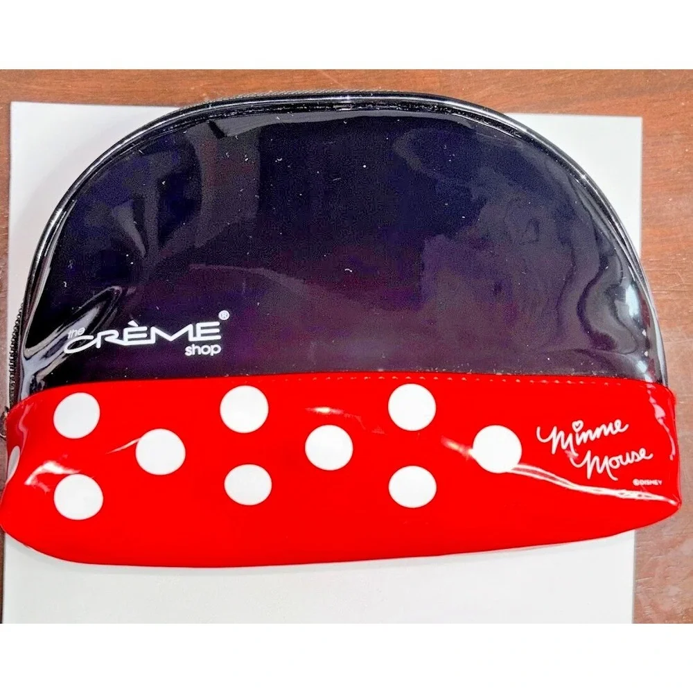 The Creme Shop Disney Minnie Mouse Makeup Bag Red Black Polka Dot Cosmetic Pouch